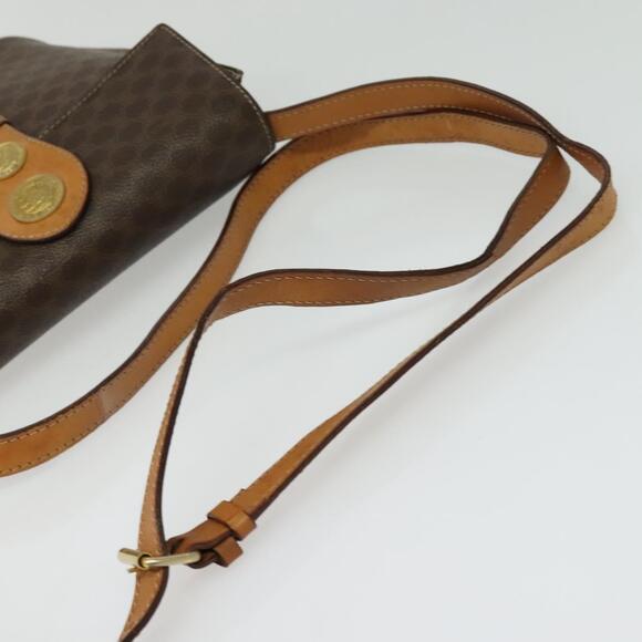 CELINE Macadam Canvas Shoulder Bag Pvc Leather Brown Gold - Picture 7 of 12